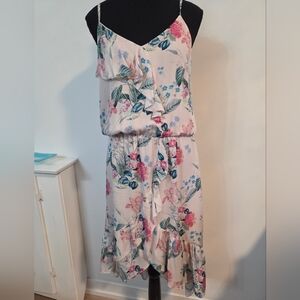 Parker silk ruffled asymetretical dress Sz L